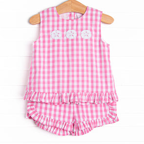 Washed Ashore Applique Short Set, Pink