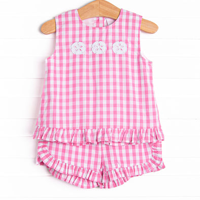 Washed Ashore Applique Short Set, Pink
