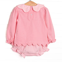 Petra Pink Scalloped Bib Diaper Set, Pink
