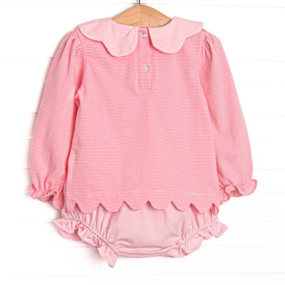 Petra Pink Scalloped Bib Diaper Set, Pink