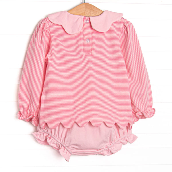 Petra Pink Scalloped Bib Diaper Set, Pink