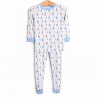 Bunny Tales Bamboo Pajama Set, Blue