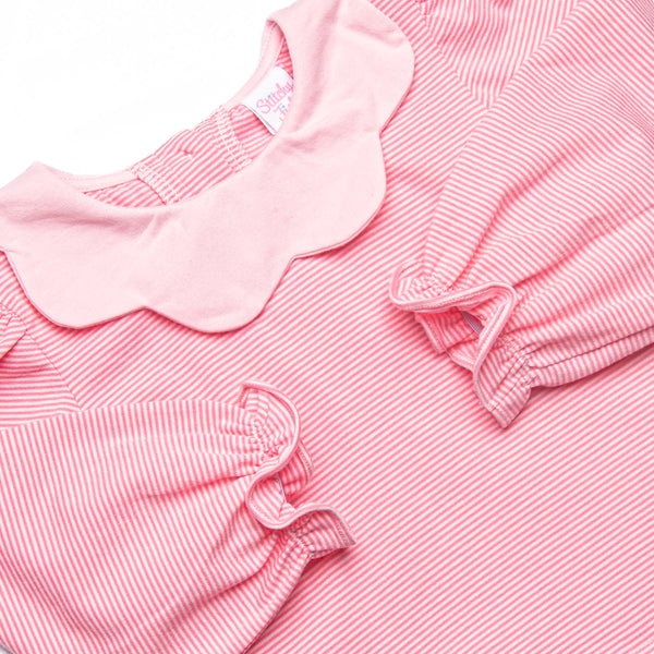 Petra Pink Scalloped Bib Diaper Set, Pink