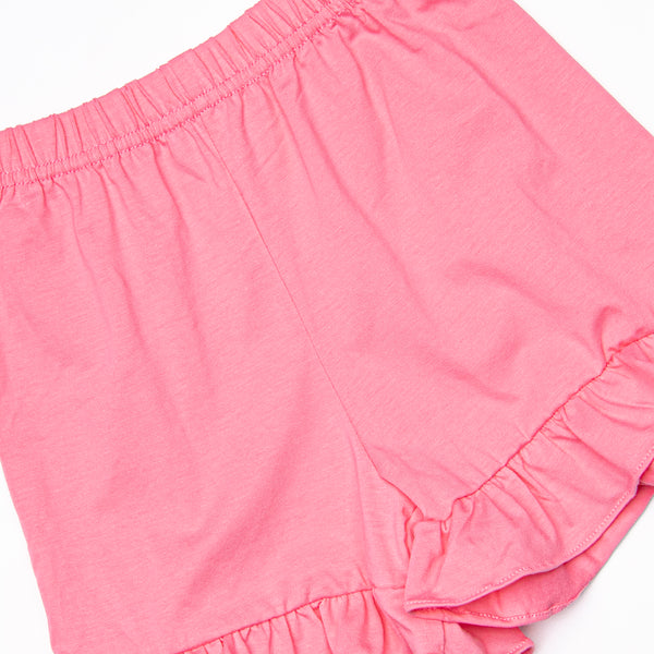 Bonnie Ruffle Short Set, Medium Pink Stripe