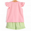 Dundee Darling Smocked Ruffle Short Set, Pink