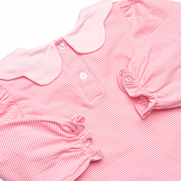 Petra Pink Scalloped Bib Romper, Pink