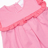 Bonnie Ruffle Short Set, Medium Pink Stripe