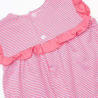 Bonnie Ruffle Short Set, Medium Pink Stripe
