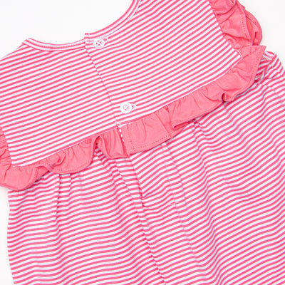 Bonnie Ruffle Short Set, Medium Pink Stripe