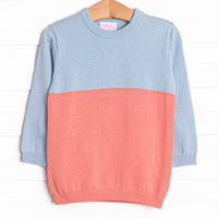 Color Block Sweater, Blue and Salmon