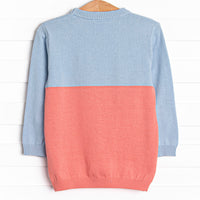 Color Block Sweater, Blue and Salmon