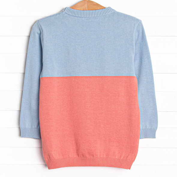 Color Block Sweater, Blue and Salmon