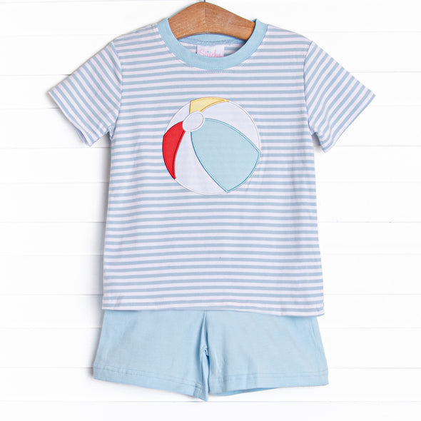 Beach Ball Applique Short Set, Blue