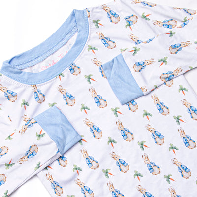 Bunny Tales Bamboo Pajama Set, Blue
