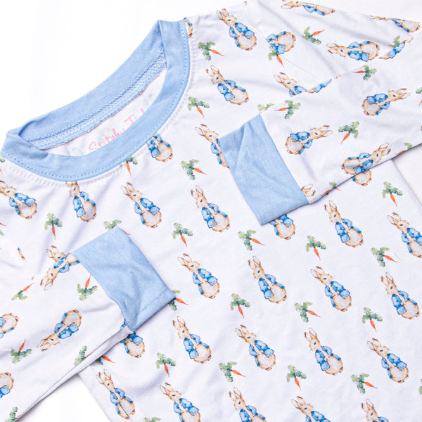 Bunny Tales Bamboo Pajama Set, Blue