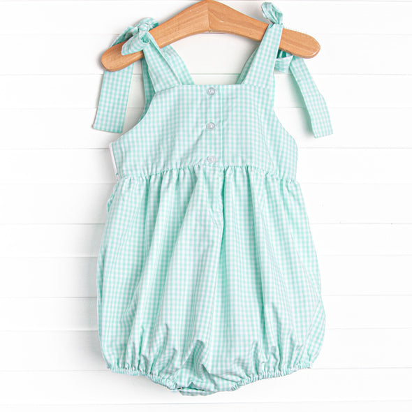 Sea Grass Seahorses Smocked Bubble, Mint