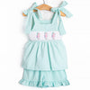 Sea Grass Seahorses Smocked Short Set, Mint