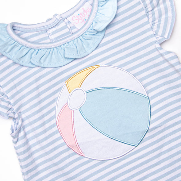 Beach Ball Applique Ruffle Short Set, Blue