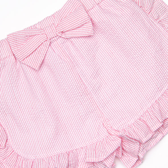 Shoreline Surprise Applique Ruffle Short Set, Pink