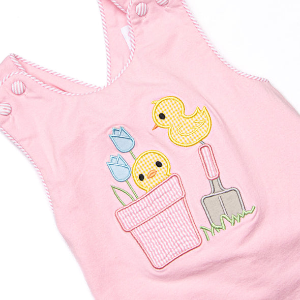 Garden Chick Applique Diaper Set, Pink