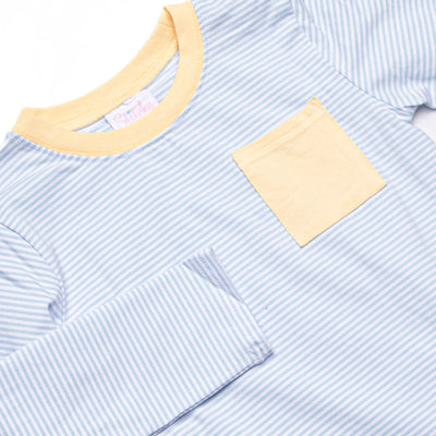 Evan Pant Set, Yellow and Light Blue Stripe
