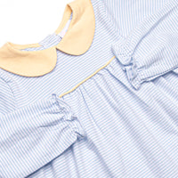 Olivia Dress, Yellow and Light Blue Stripe
