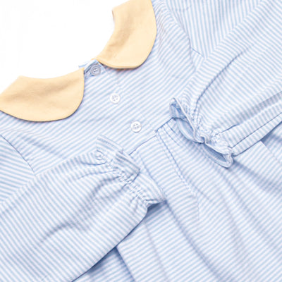 Olivia Dress, Yellow and Light Blue Stripe