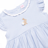 Bunny Hop Pima Embroidered Dress, Blue