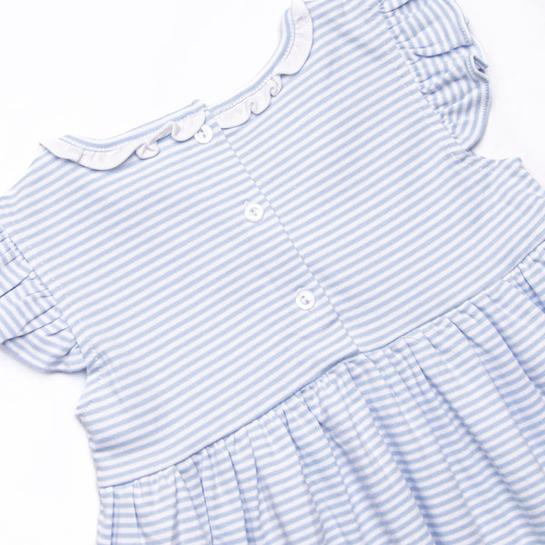 Bunny Hop Pima Embroidered Dress, Blue