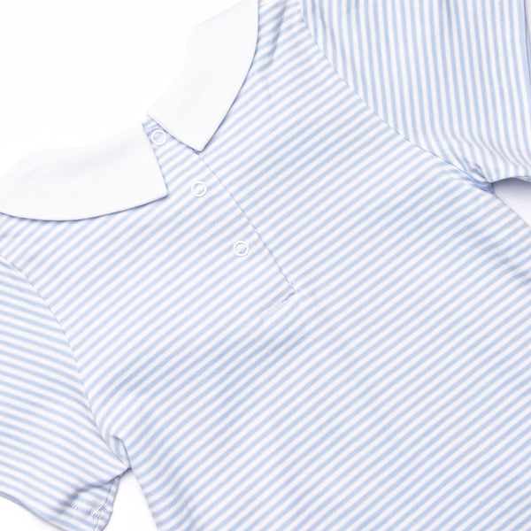 Bunny Hop Pima Embroidered Short Romper, Blue