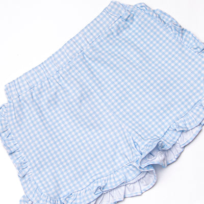 Penelope Petals Ruffle Short Set, Blue