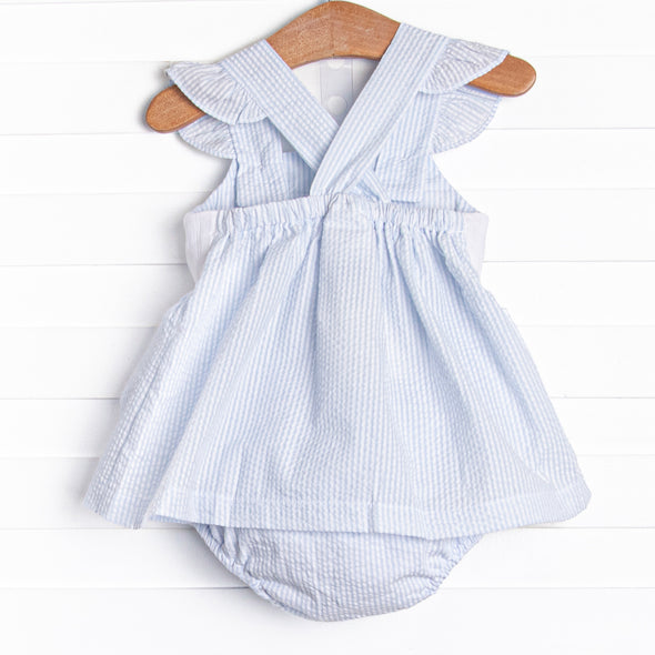 Palmetto Paradise Smocked Diaper Set, Blue