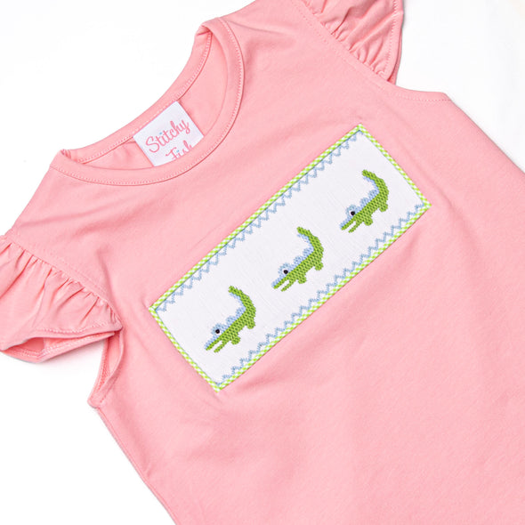 Dundee Darling Smocked Ruffle Short Set, Pink