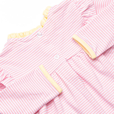Elizabeth Long Sleeve Diaper Set, Yellow and Light Pink Stripe