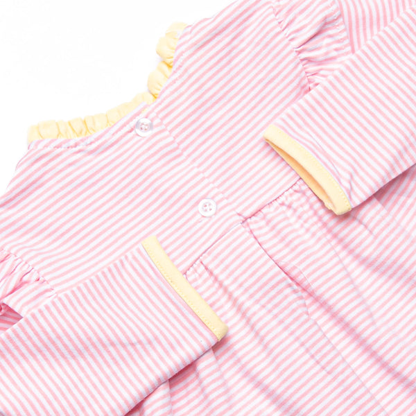 Elizabeth Long Sleeve Diaper Set, Yellow and Light Pink Stripe