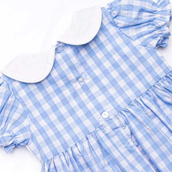 Noah's Ark Smocked Puff Sleeve Dress, Blue