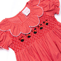 Mouse Head Minis Smocked Dress, Red