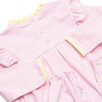 Elizabeth Long Sleeve Romper, Yellow and Light Pink Stripe