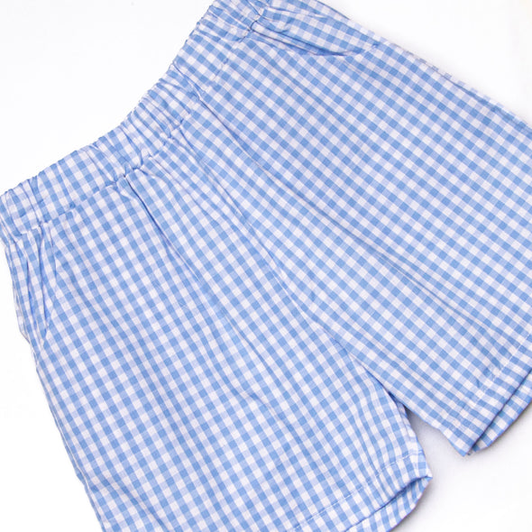 Corgi on the Coast Applique Short Set, Blue