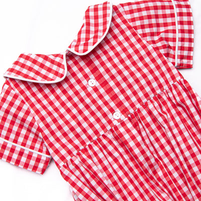 Mouse Head Minis Smocked Bubble, Red Gingham