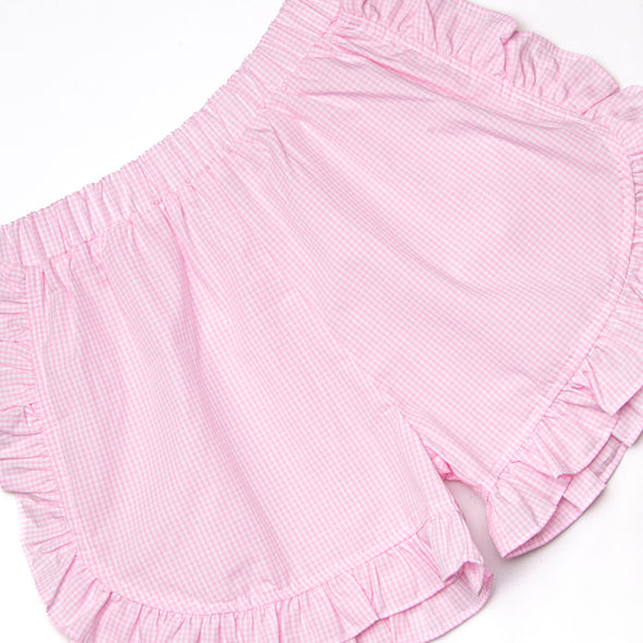 Corgi on the Coast Ruffle Short Set, Pink