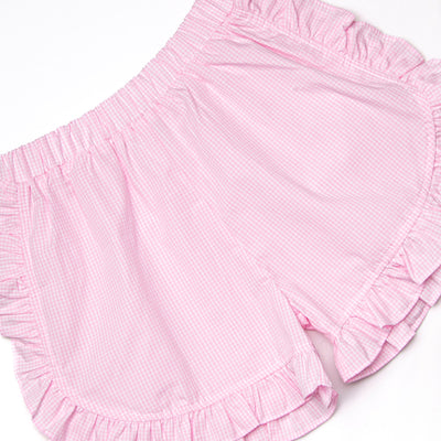 Seahorse Somersaults Smocked Ruffle Short Set, Pink