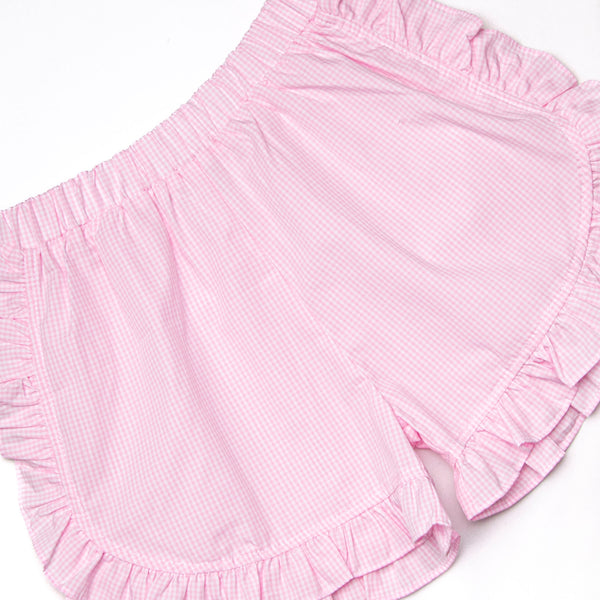 Seahorse Somersaults Smocked Ruffle Short Set, Pink