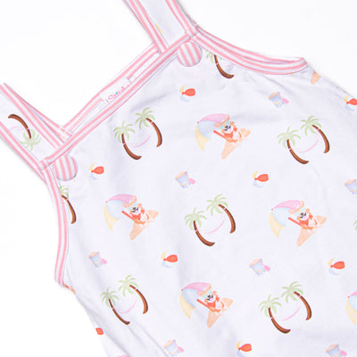 Corgi on the Coast Ruffle Short Set, Pink