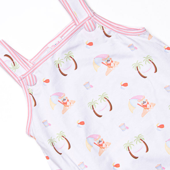 Corgi on the Coast Ruffle Short Set, Pink