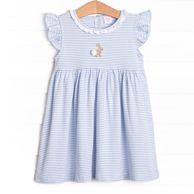 Bunny Hop Pima Embroidered Dress, Blue