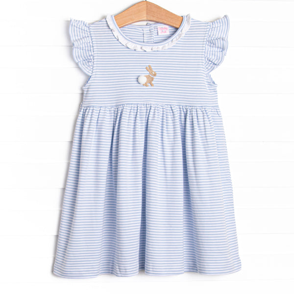 Bunny Hop Pima Embroidered Dress, Blue
