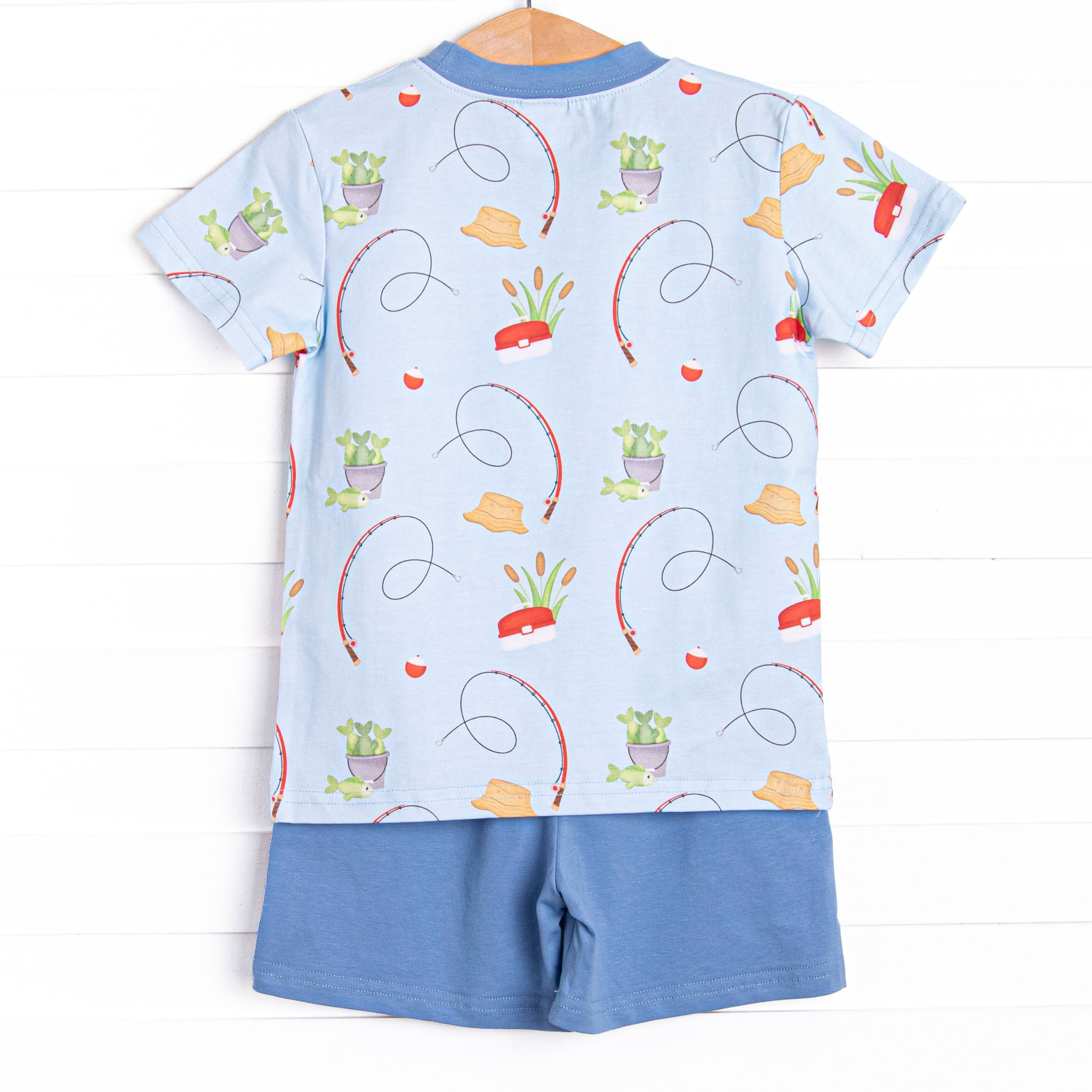 Reely Good Day Short Set, Blue Stitchy Fish Reely Good Day Short Set, Blue Stitchy Fish