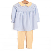 Olivia Legging Set, Yellow and Light Blue Stripe
