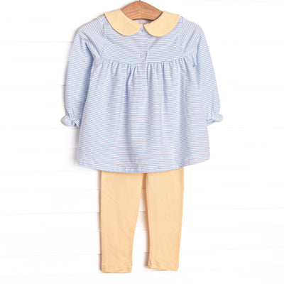 Olivia Legging Set, Yellow and Light Blue Stripe